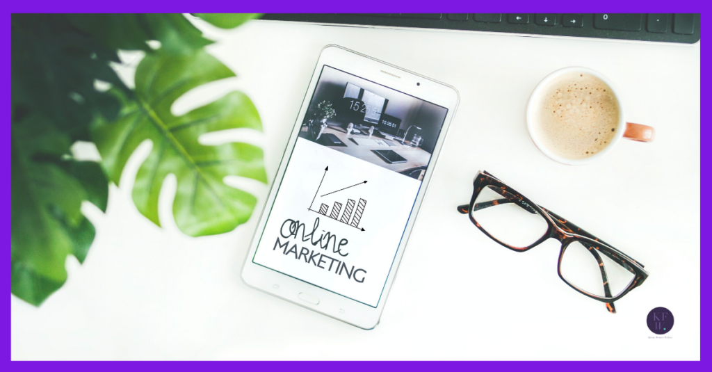 Marketing tools - image shows a smartphone, laptop, glasses and coffee.