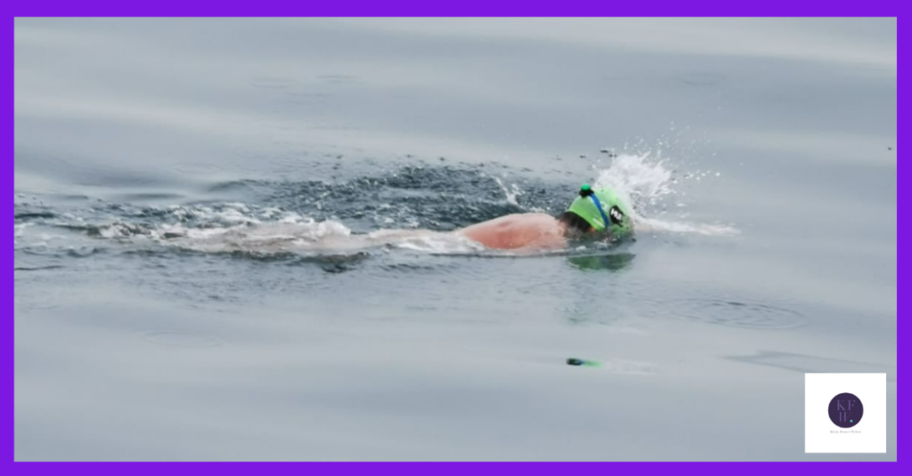 Channel swimmer in action